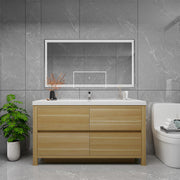 Louis 60" Freestanding Bathroom Vanity Single Sink - Champagne Oak