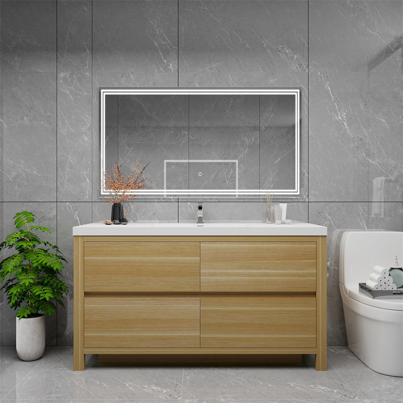 Louis 60" Freestanding Bathroom Vanity Single Sink - Champagne Oak