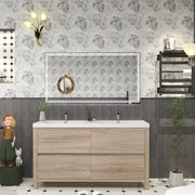 Louis 60" Freestanding Bathroom Vanity Double Sink - White Oak
