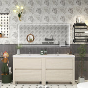 Louis 72" Freestanding Bathroom Vanity Double Sink - Light Wood
