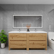 Louis 72" Freestanding Bathroom Vanity Double Sink - Yellow Wood