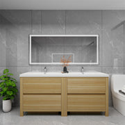 Louis 72" Freestanding Bathroom Vanity Double Sink - Champagne Oak