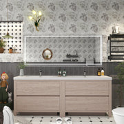 Louis 84" Freestanding Bathroom Vanity Double Sink - Pink Wood
