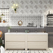 Louis 84" Freestanding Bathroom Vanity Double Sink - Light Wood