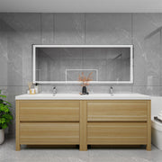 Louis 84" Freestanding Bathroom Vanity Double Sink - Champagne Oak