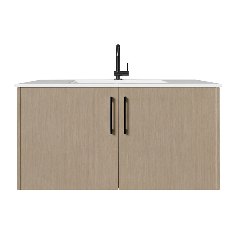 Cutler FV BK FLAVIA36 Bekka 36" Wall Mount Single Sink Cultured Marble Top Modern Bathroom Vanity - Flavia