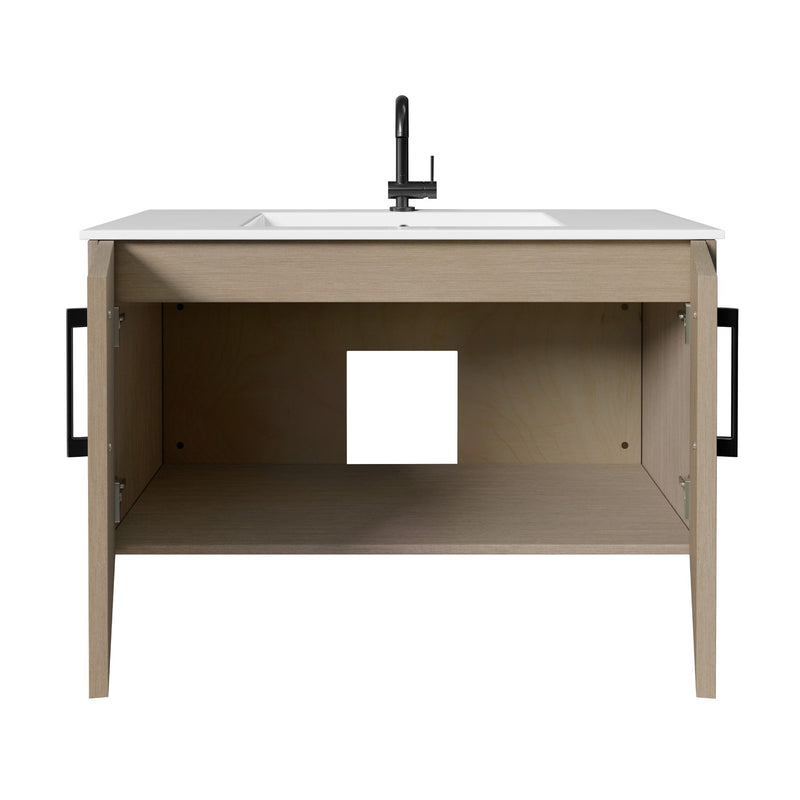 Cutler FV BK FLAVIA36 Bekka 36" Wall Mount Single Sink Cultured Marble Top Modern Bathroom Vanity - Flavia