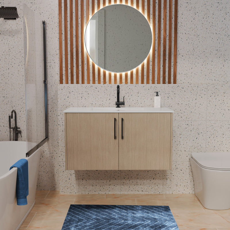 Cutler FV BK FLAVIA36 Bekka 36" Wall Mount Single Sink Cultured Marble Top Modern Bathroom Vanity - Flavia