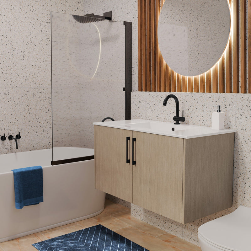 Cutler FV BK FLAVIA36 Bekka 36" Wall Mount Single Sink Cultured Marble Top Modern Bathroom Vanity - Flavia