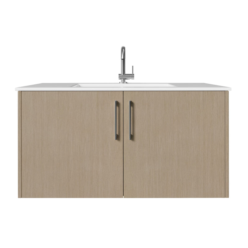 Cutler FV BK FLAVIA36 Bekka 36" Wall Mount Single Sink Cultured Marble Top Modern Bathroom Vanity - Flavia
