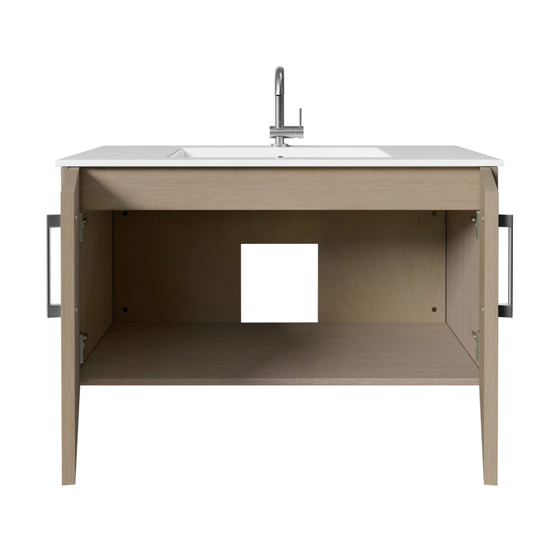 Cutler FV BK FLAVIA36 Bekka 36" Wall Mount Single Sink Cultured Marble Top Modern Bathroom Vanity - Flavia