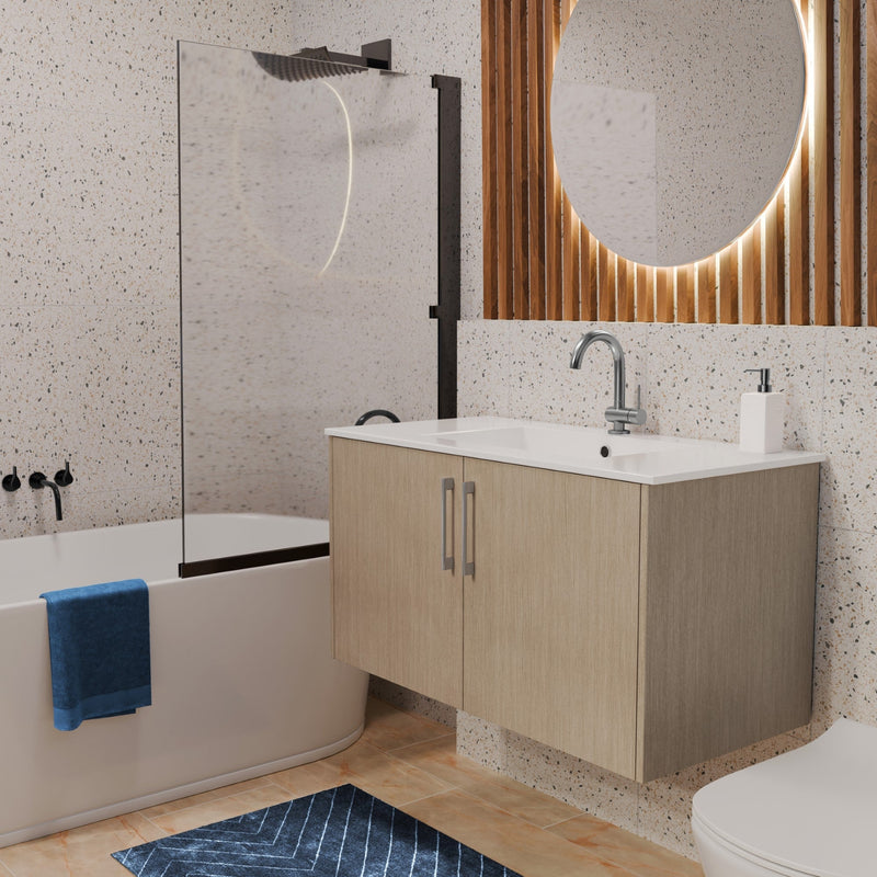 Cutler FV BK FLAVIA36 Bekka 36" Wall Mount Single Sink Cultured Marble Top Modern Bathroom Vanity - Flavia