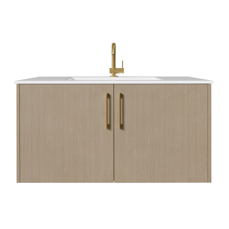 Cutler FV BK FLAVIA36 Bekka 36" Wall Mount Single Sink Cultured Marble Top Modern Bathroom Vanity - Flavia