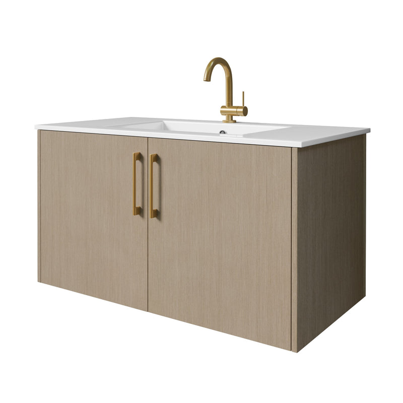 Cutler FV BK FLAVIA36 Bekka 36" Wall Mount Single Sink Cultured Marble Top Modern Bathroom Vanity - Flavia