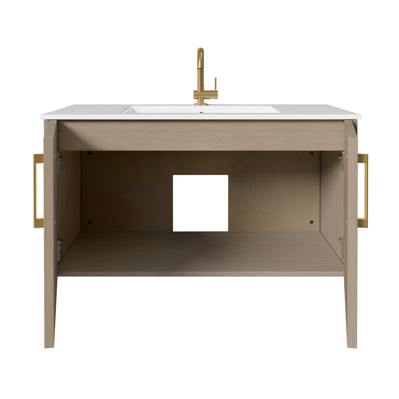 Cutler FV BK FLAVIA36 Bekka 36" Wall Mount Single Sink Cultured Marble Top Modern Bathroom Vanity - Flavia
