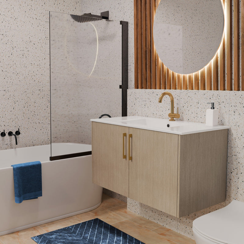 Cutler FV BK FLAVIA36 Bekka 36" Wall Mount Single Sink Cultured Marble Top Modern Bathroom Vanity - Flavia