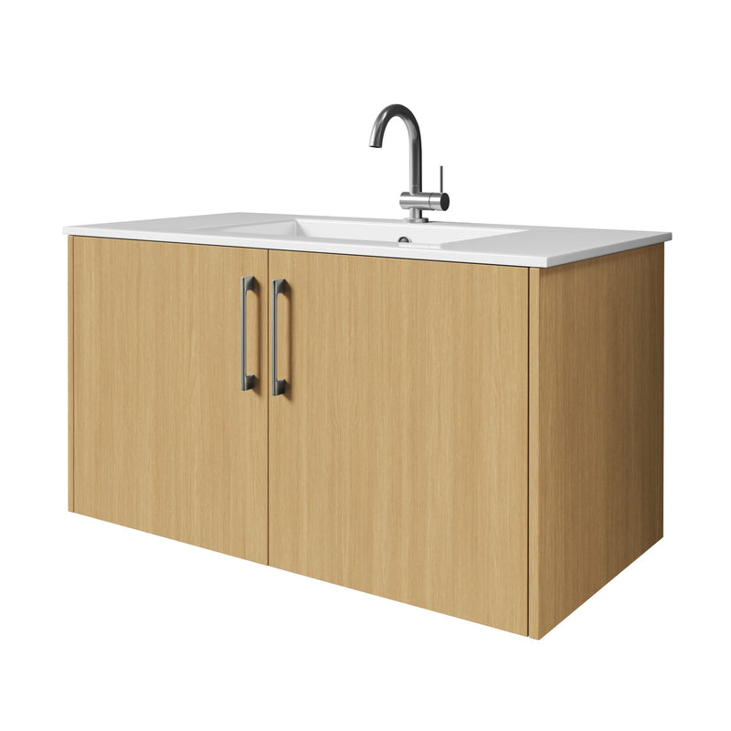 Cutler FV BK NATURA36 Bekka 36" Wall Mount Single Sink Cultured Marble Top Modern Bathroom Vanity - Natura