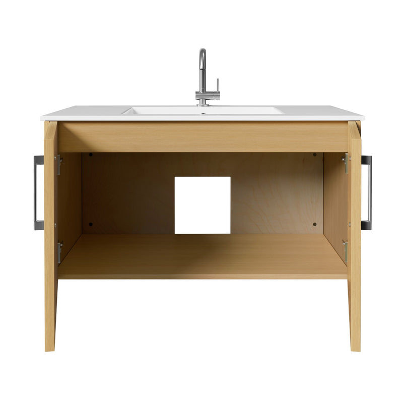 Cutler FV BK NATURA36 Bekka 36" Wall Mount Single Sink Cultured Marble Top Modern Bathroom Vanity - Natura
