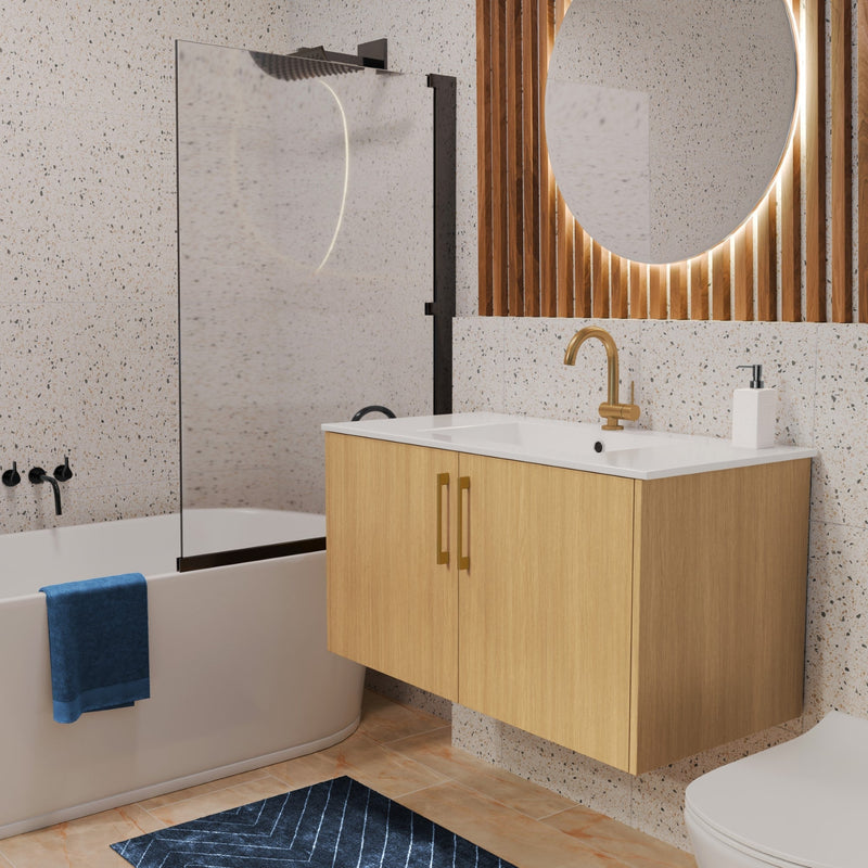 Cutler FV BK NATURA36 Bekka 36" Wall Mount Single Sink Cultured Marble Top Modern Bathroom Vanity - Natura