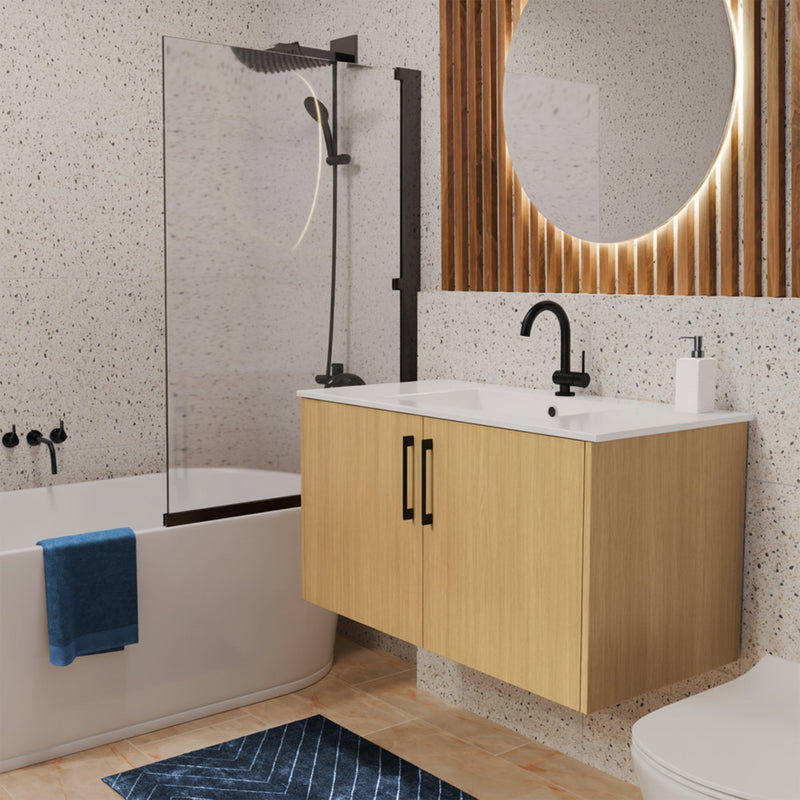 Cutler FV BK NATURA36 Bekka 36" Wall Mount Single Sink Cultured Marble Top Modern Bathroom Vanity - Natura