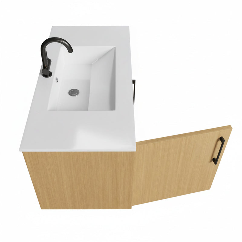 Cutler FV BK NATURA36 Bekka 36" Wall Mount Single Sink Cultured Marble Top Modern Bathroom Vanity - Natura