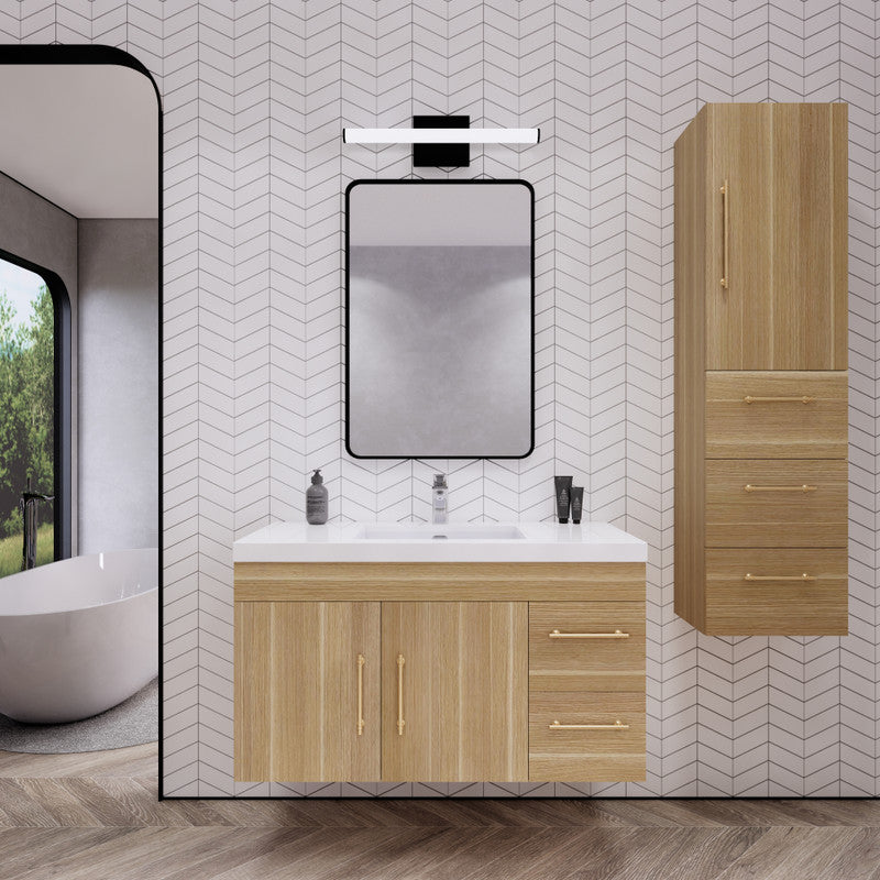 Moreno Bath ELSA42RWH Elsa 42" Floating Bathroom Vanity With Reinforced Acrylic Sink Top (Right Side Drawers)