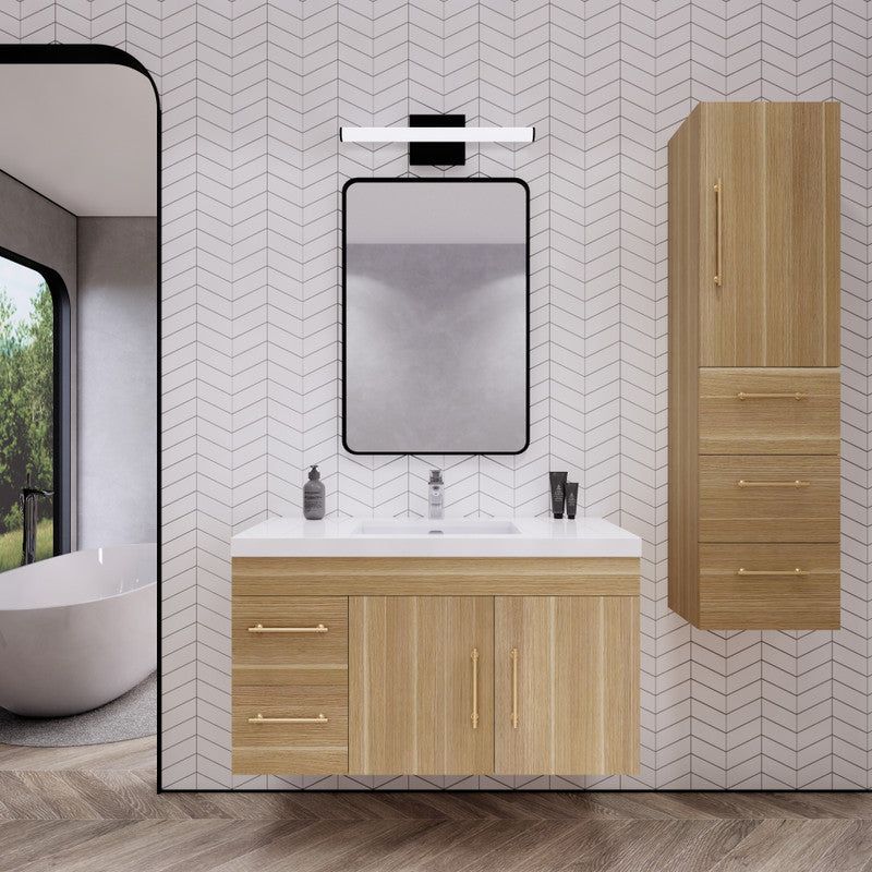 Moreno Bath ELSA42LWH Elsa 42" Floating Bathroom Vanity With Reinforced Acrylic Sink Top (Left Side Drawers)