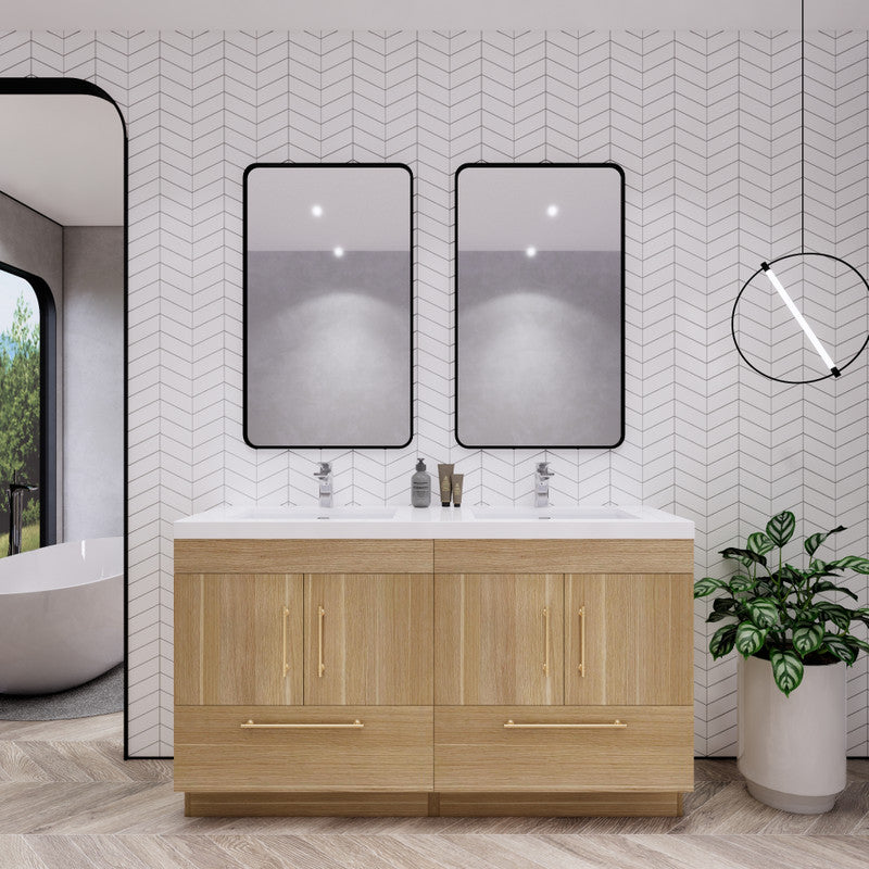 Moreno Bath ELSA60DDFS Elsa 60" Freestanding Double Vanity With Reinforced Acrylic Double Sink Top