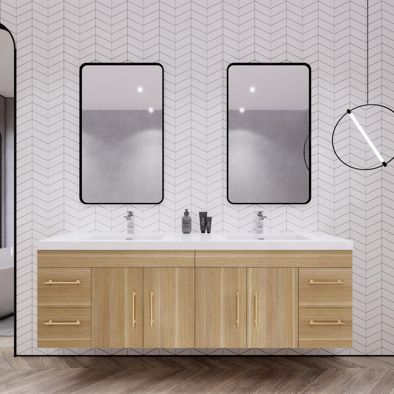 Moreno Bath ELSA72DWH Elsa 72" Floating Bathroom Vanity With Reinforced Acrylic Double Sink Top