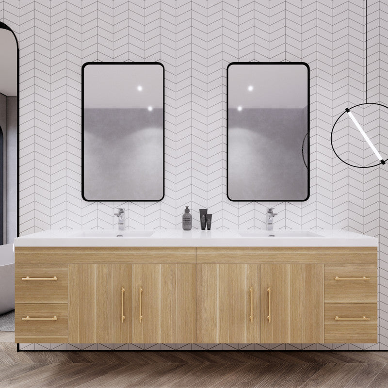 Moreno Bath ELSA84DWH Elsa 84" Floating Bathroom Vanity With Reinforced Acrylic Double Sink Top