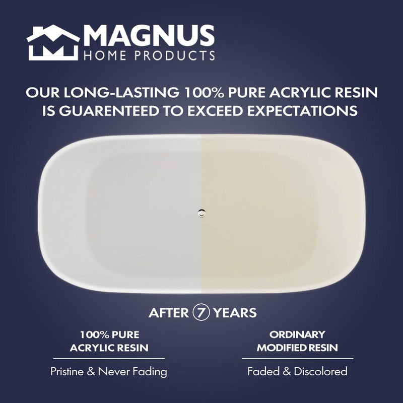 Magnus 145840 39" Akio Solid Surface Stone Resin Japanese Oval Soaking Bathtub with Integral Seat