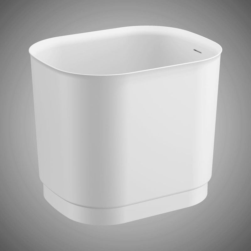 Magnus 145840 39" Akio Solid Surface Stone Resin Japanese Oval Soaking Bathtub with Integral Seat
