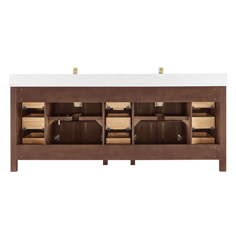 Vinnova 704284-AD-GW Shenzhen 84" Double Sink Bath Vanity in Aged Dark Brown Oak
