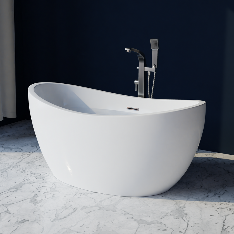 Trone C5932 Cloe 59" x 32" Freestanding Acrylic Soaking Bathtub - White