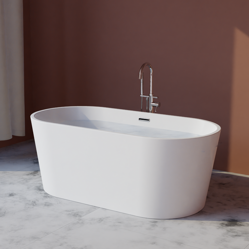 Trone F5930 Flora 59" x 30" Freestanding Acrylic Soaking Bathtub - White
