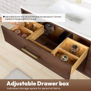 Vinnova 706660M-AD-BK Cristo 60M" Floating Double Bath Vanity in Aged Dark Brown Oak with Fish Maw White Quartz Stone Top - view 10