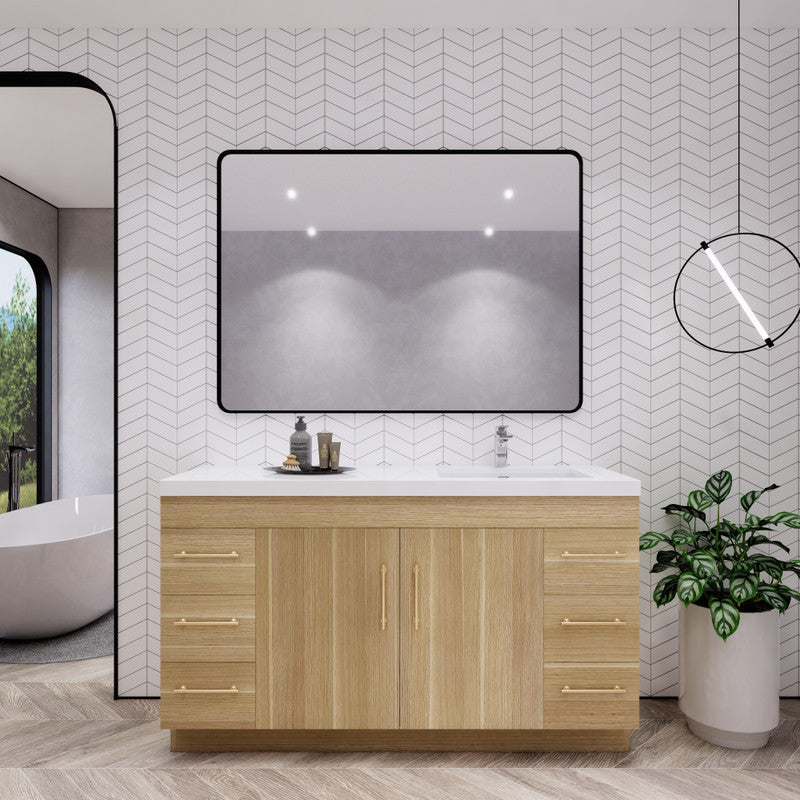 Moreno Bath ELSA60SRFS Elsa 60" Freestanding Vanity with Reinforced Acrylic Single Sink Top (Right Side)