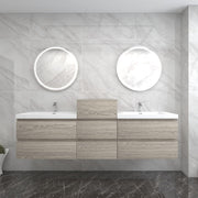 Moreno Bath BOW104DD BOW 104" FLOATING DOUBLE BATHROOM VANITY WITH REINFORCED ACRYLIC DOUBLE SINKS W/MIDDLE SIDE CABINET - view 9