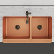 42" Dolton Smooth Copper 60/40 Offset Double-Bowl Farmhouse Sink