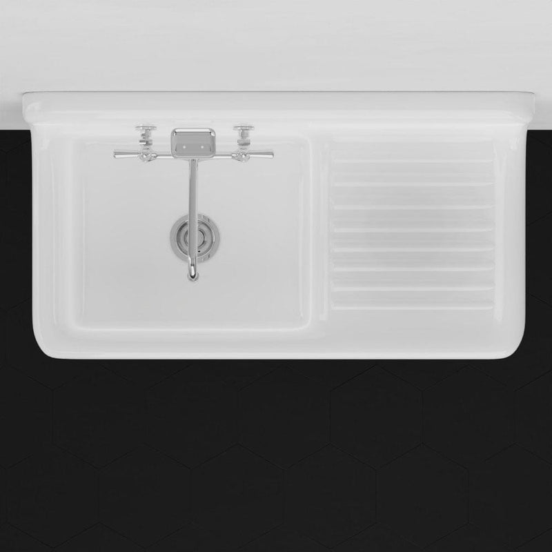 42" Sudbury Cast Iron Wall-Hung Kitchen Sink with Right Side Drainboard