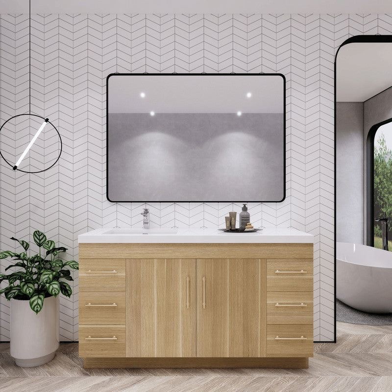 Moreno Bath ELSA60SLFS Elsa 60" Freestanding Vanity with Reinforced Acrylic Single Sink Top (Left Side)