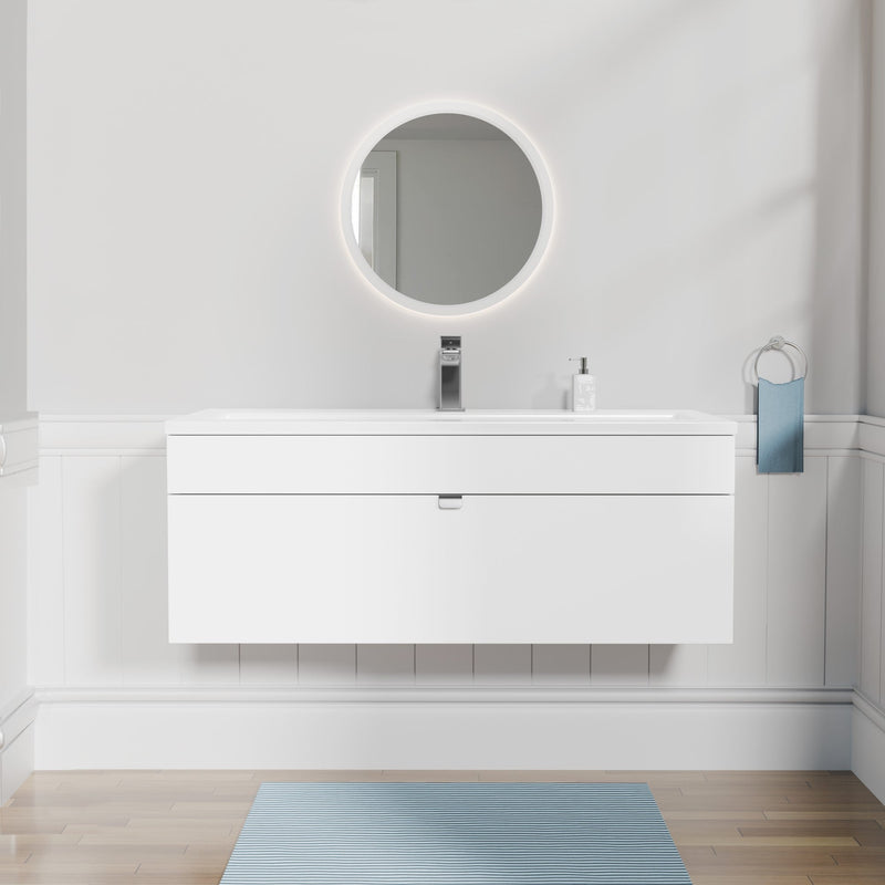 Cutler FV LF WHITE42 Loft 42" Wall Mount Single Sink Cultured Marble Top Bathroom Vanity - White