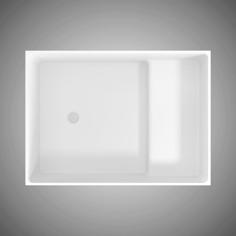 Magnus 145841 43" Haru Solid Surface Stone Resin Japanese Rectangular Soaking Bathtub with Integral Seat