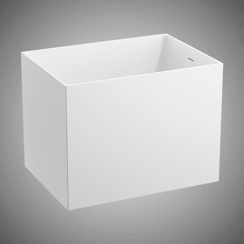 Magnus 145841 43" Haru Solid Surface Stone Resin Japanese Rectangular Soaking Bathtub with Integral Seat
