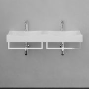 43" Livingston Wall-Mount Vitreous China Double-Bowl Sink with Steel Towel Bars