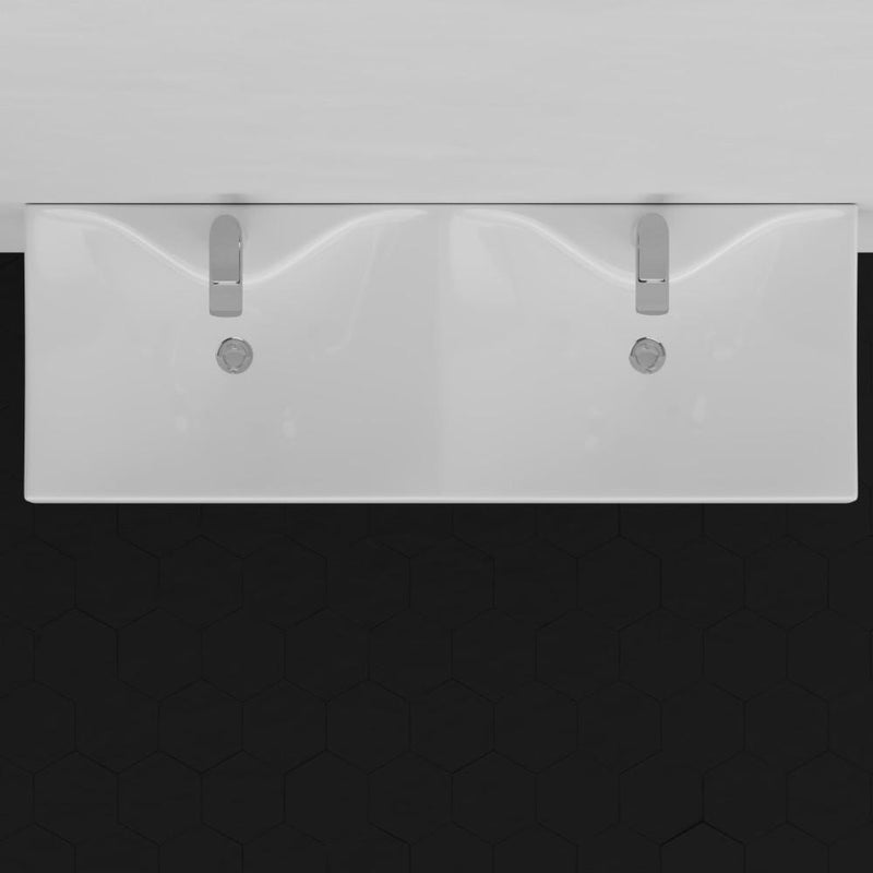 43" Livingston Wall-Mount Vitreous China Double-Bowl Sink with Steel Towel Bars