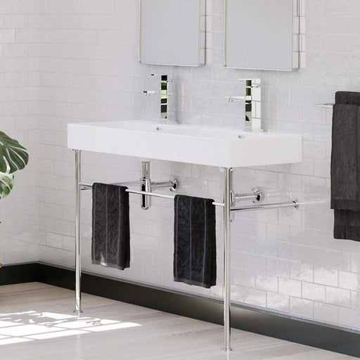 47" Hico Vitreous China Console Bathroom Sink with Steel Stand