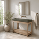 47" Thorold  Rectangular Cast Concrete Vessel Sink with Wood Stand - Dark Gray