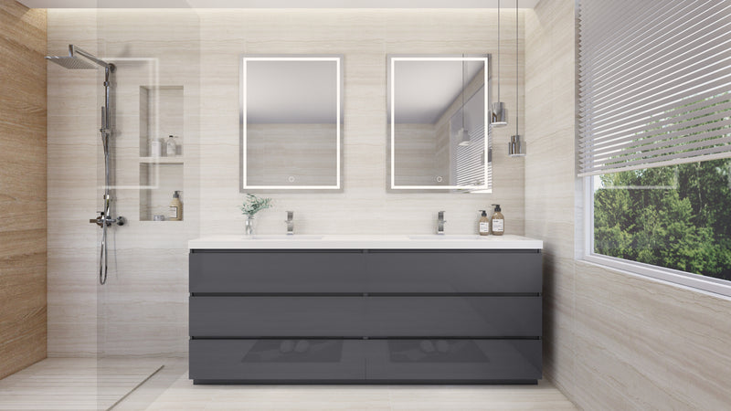 Moreno Bath FSANG84D Angeles 84" Freestanding Bathroom Vanity Set with Double Reinforced Acrylic Sinks - view 13