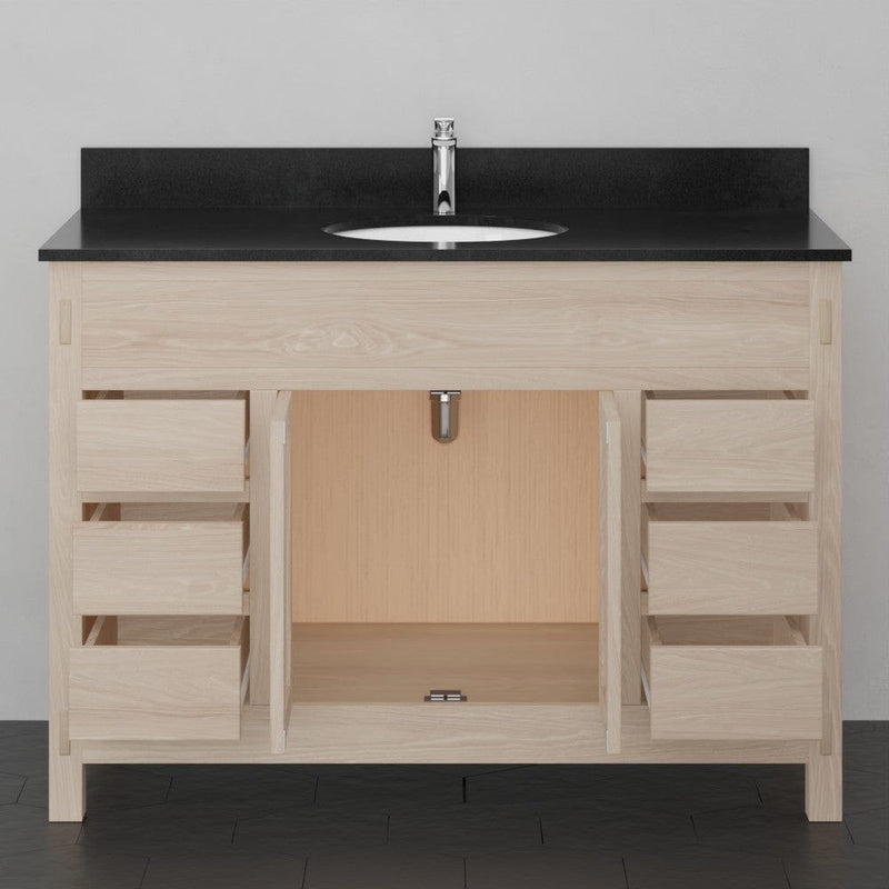 Magnus 138867 48" Mission 6 Drawer Unfinished Red Oak Vanity for Undermount Sink - Double Door - 34" Height